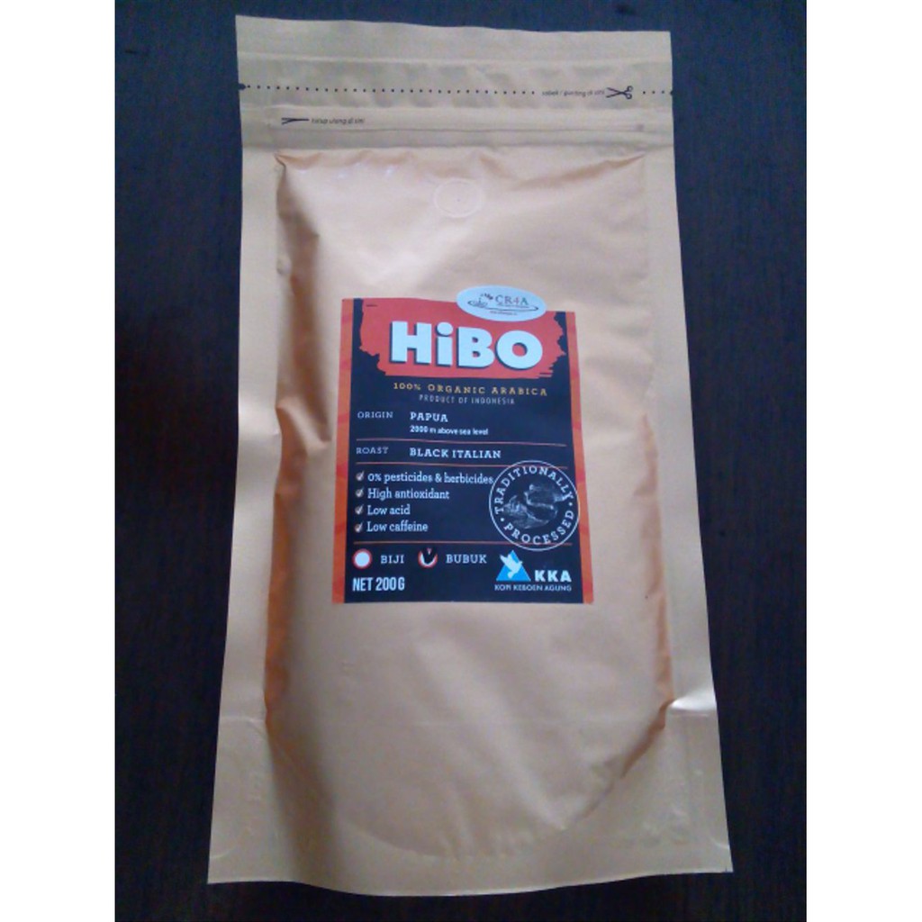 

Hibo Organic Arabic Arabica Coffe Powder Kopi Organik Papua Black Italian 200 gram minuman kesehatan