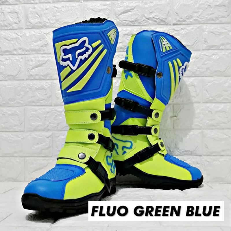 Sepatu Trail Cross Boot safety For Adventure sepatu touring  gunung FLOU GREEN BLUE