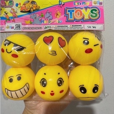 Mainan Bola Karet Emoji Lucu Bisa Bunyi