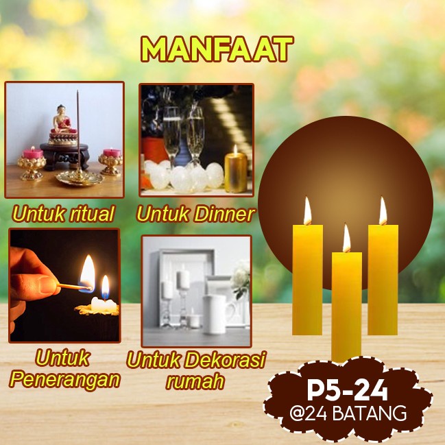 Lilin Batang Sembahyang Sukhavati P5-24 Kuning