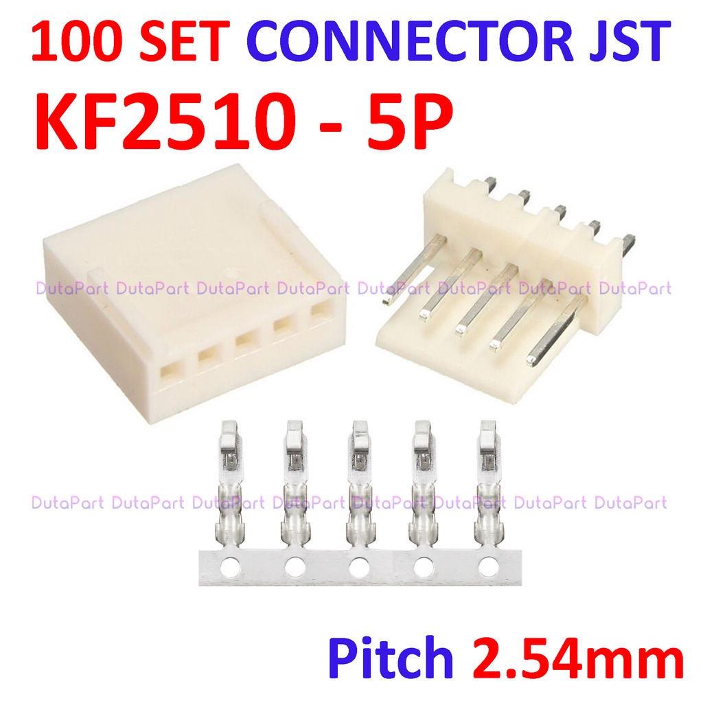 100 SET Connector JST KF2510 - 5P - Male Female Pin Kaki Lurus 2.54mm