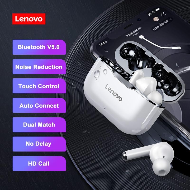 LENOVO LivePods LP1 - TWS Bluetooth Earphone with 300mAh Storage Box - Earphone TWS dari LENOVO