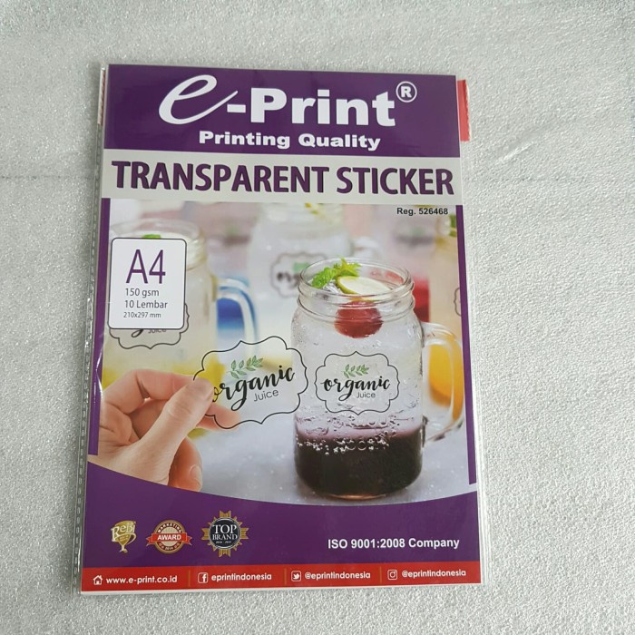 

Segera Miliki E-Print Transparent Sticker A4 150Gsm Gilaa!!!