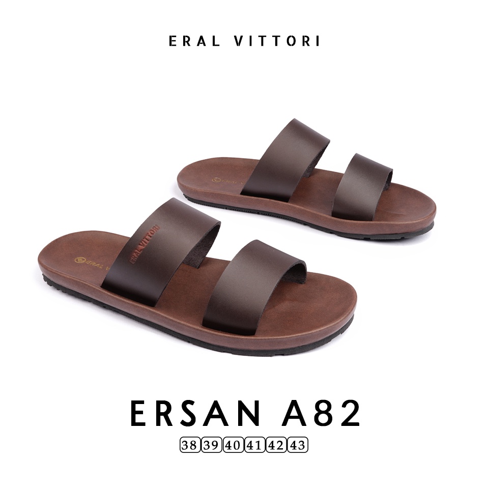 Eral Vittori -  Ersan A82 Sandal Pria Kulit Harian Santai Coklat