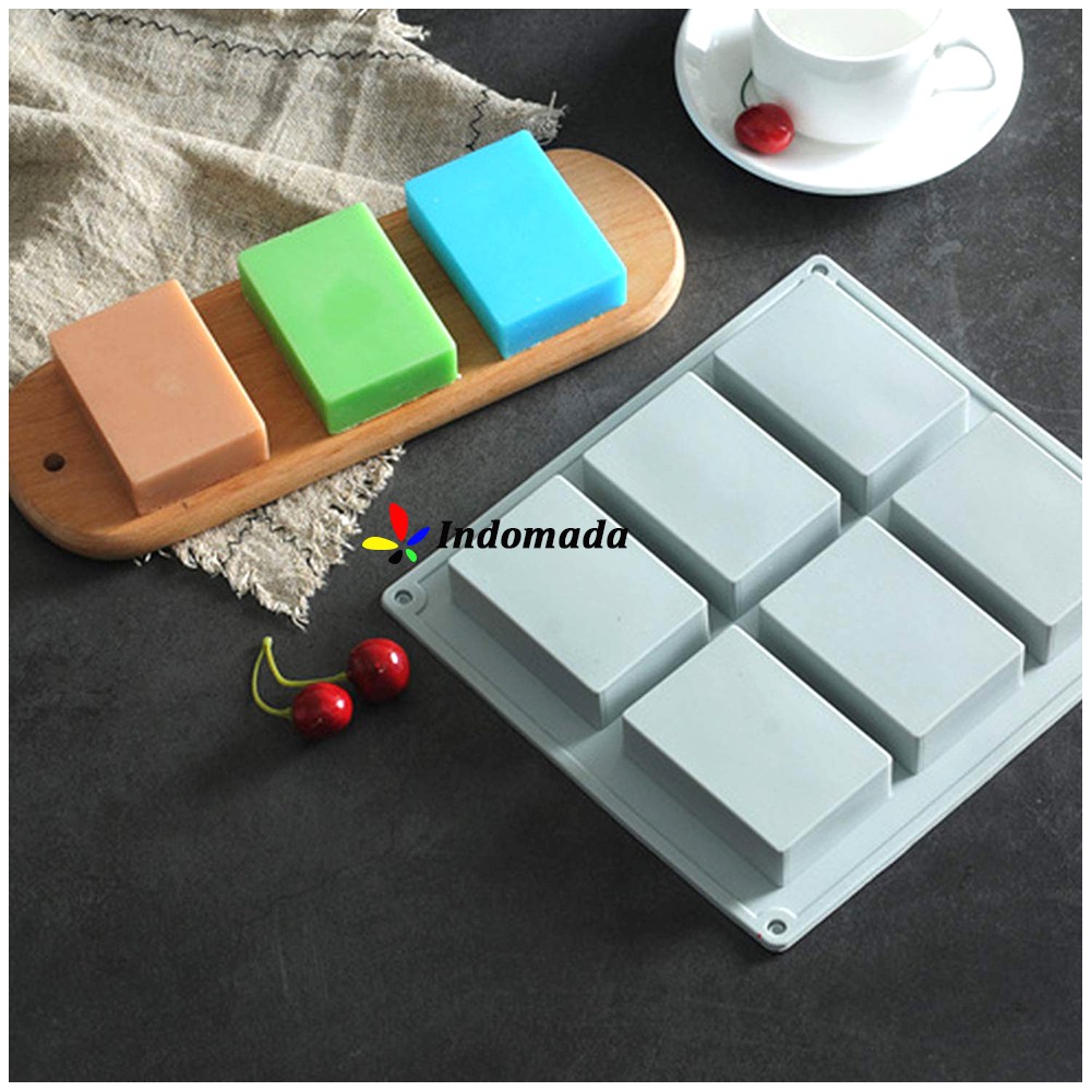 Cetakan Silikon Kue Cake Sabun Puding Kotak Empat Persegi 6 Lubang Silicone Mold