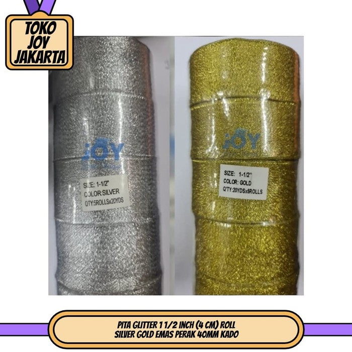 

PITA GLITTER 1 1/2 inch (4 cm) Roll / SILVER GOLD EMAS PERAK 40MM KADO