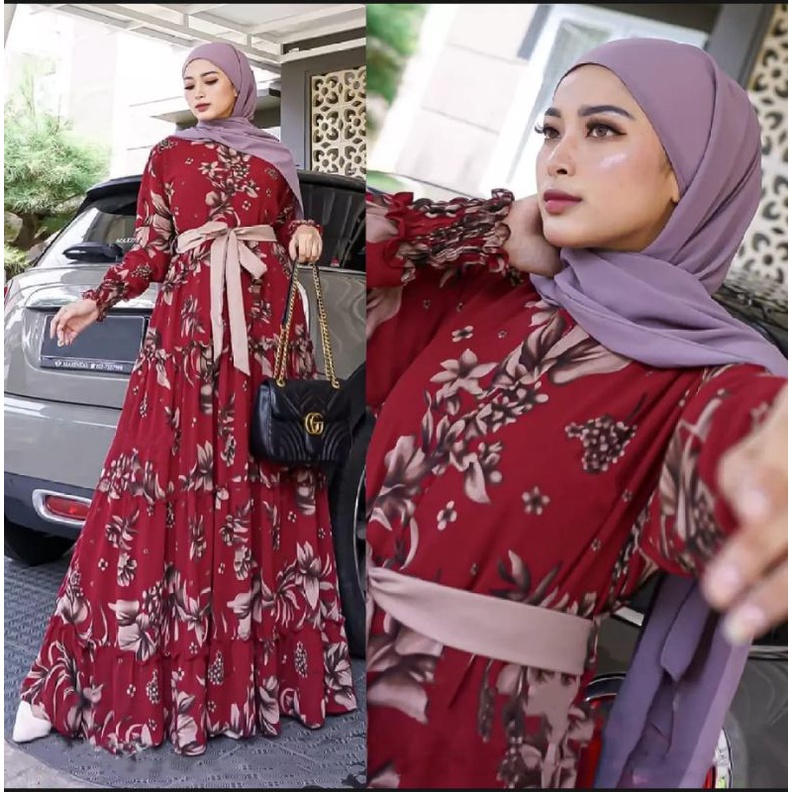 GAMIS MONALISA MOTIF BUNGA / GAMIS WOLFIS / FASHION WANITA KEKINIAN