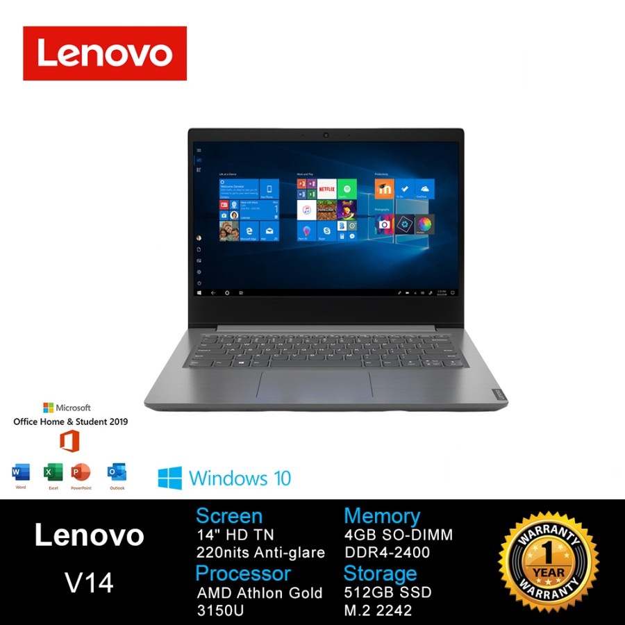 Laptop Lenovo v14-gcid [amd-3150U/4gb/ssd-512/14"/Grey/DOS]