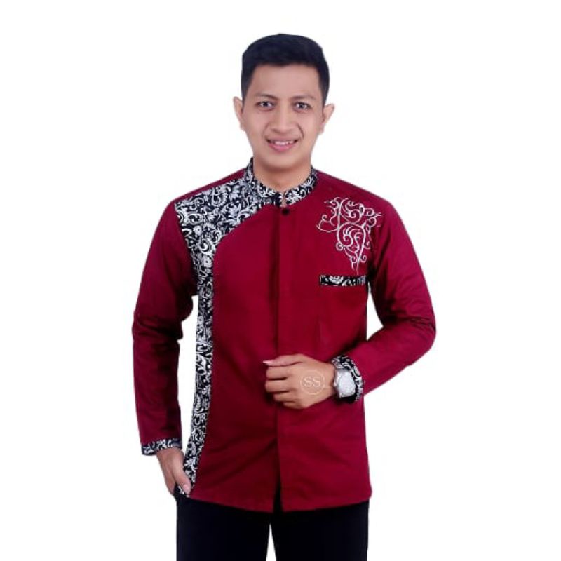 kemeja kombinasi batik / kemeja lengan panjang / kemeja batik/kemeja kombinasi pria / kemeja batik  pria /kemeja pria batik