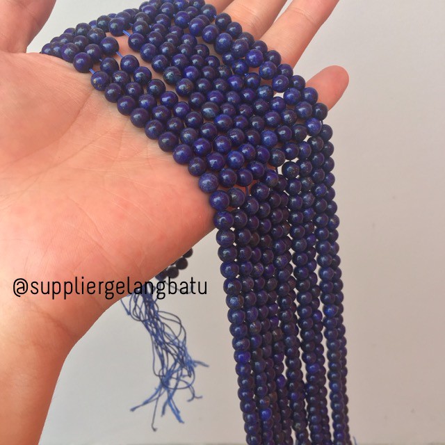 batu afghanistan lapiz lazuli bahan gelang kalung rencengan biru 6mm akik bongkah gelang kalung
