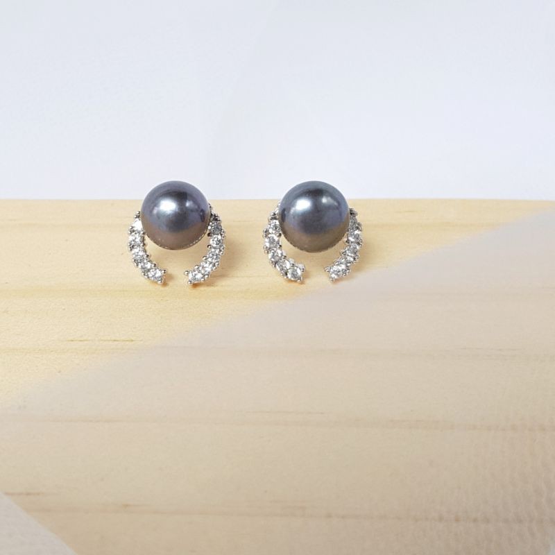 Giwang Mutiara Air Tawar Asli dari Lombok Rhodium Plating 126
