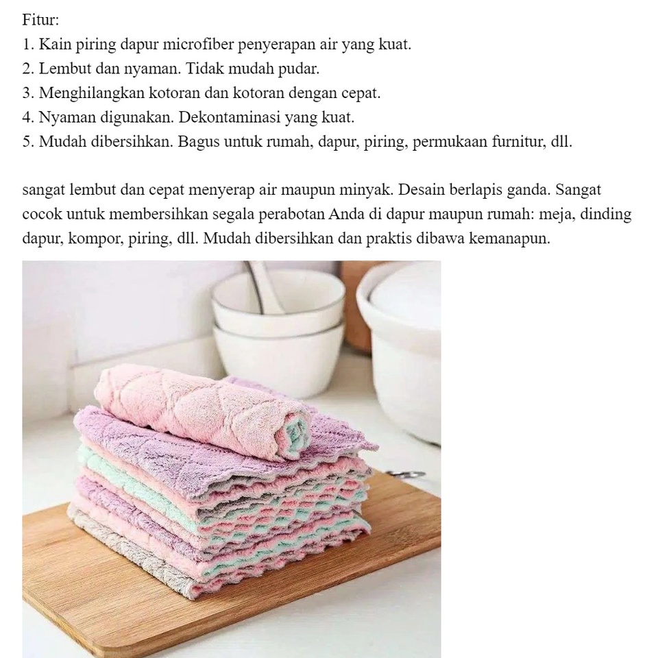 Kain Lap Meja Piring Anti Minyak Dish Towel Microfiber Lap Serbaguna