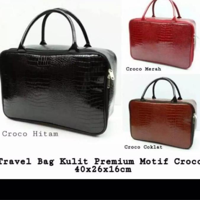 Travel Bag Kulit Premium Motif Croco |Tas jinjing |Tas pakaian