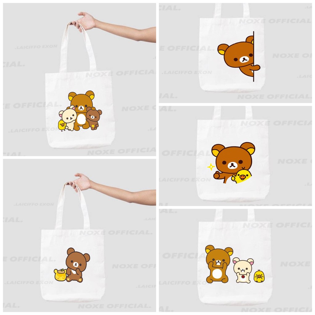 TOTE BAG RILAKKUMA / TAS WANITA DAN PRIA SERBAGUNA / TAS BELANJA / TAS JALAN