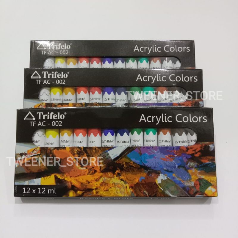 

Trifelo TF AC-002 Acrylic Colour 12 Warna | 12ml per Warna | Cat Lukis Cat Akrilik
