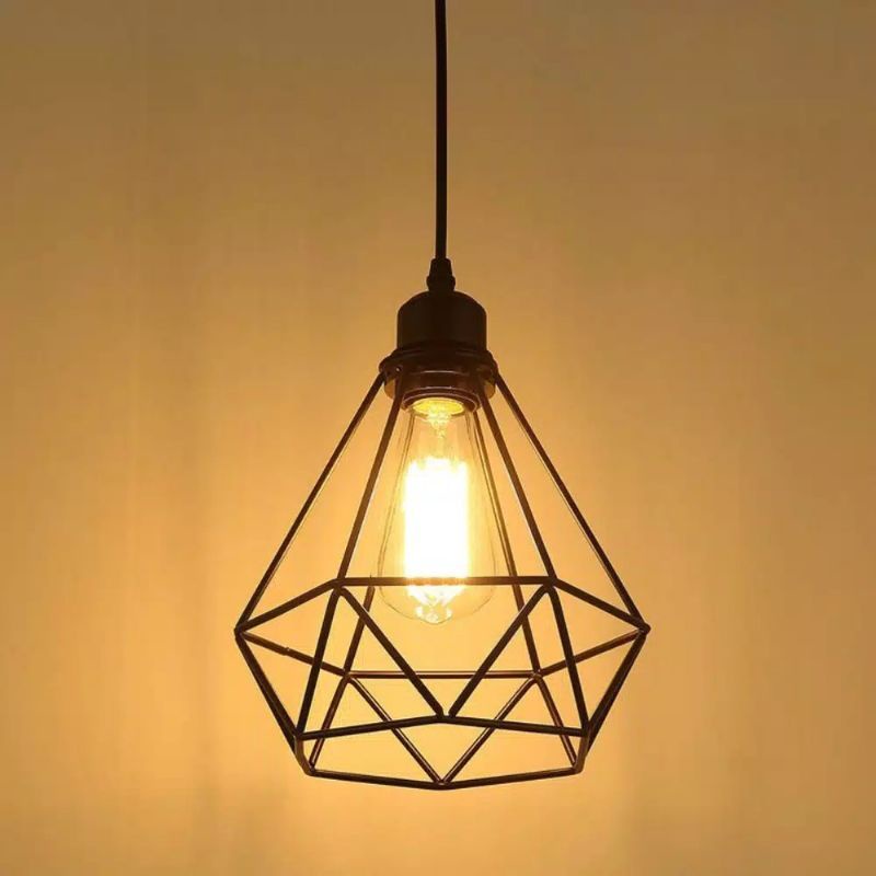 Hiasan Lampu Gantung Diamond kap lampu gantung hiasan interior vintage kap lampu diamond bahan besi 