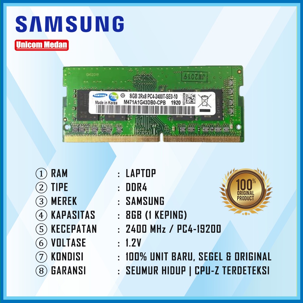 RAM LAPTOP DDR4 8GB 2400MHZ | PC4 19200 | SAMSUNG | SODIMM | RAM LAPTOP