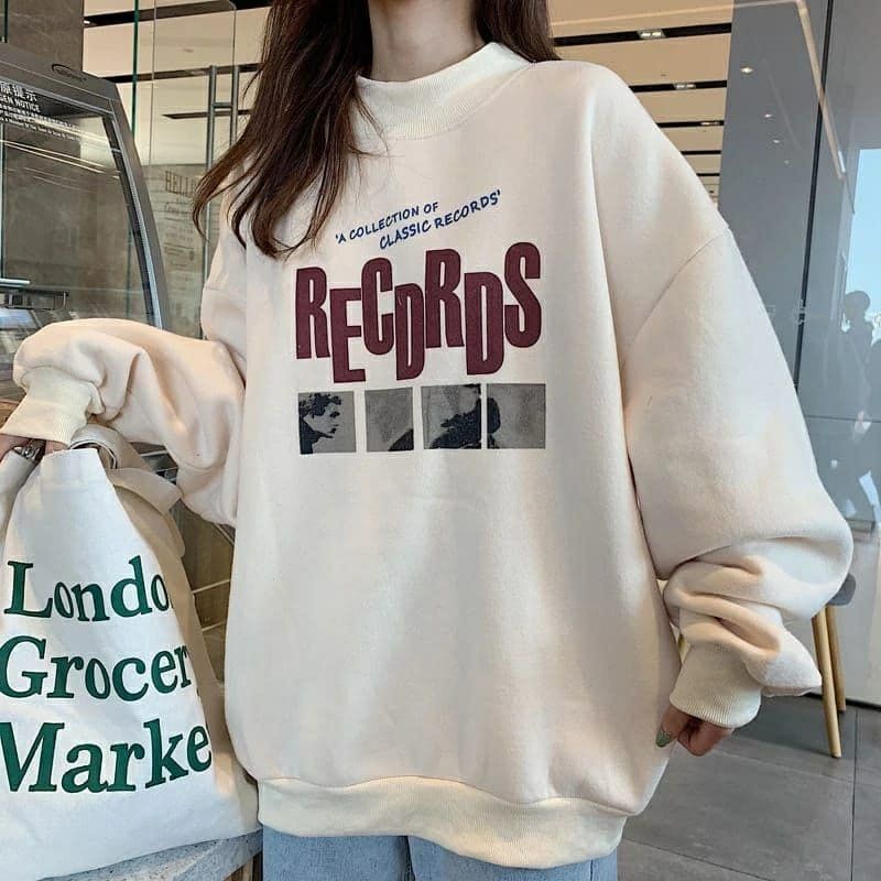 Sweater Oblong Remaja Record Sweater Wanita Sweater Cewek Baju Atasan Wanita Baju atasan Cewek Baju Wanita Kaos Cewek Kaos Wanita Kaos Remaja Sweater remaja sweater perempuan