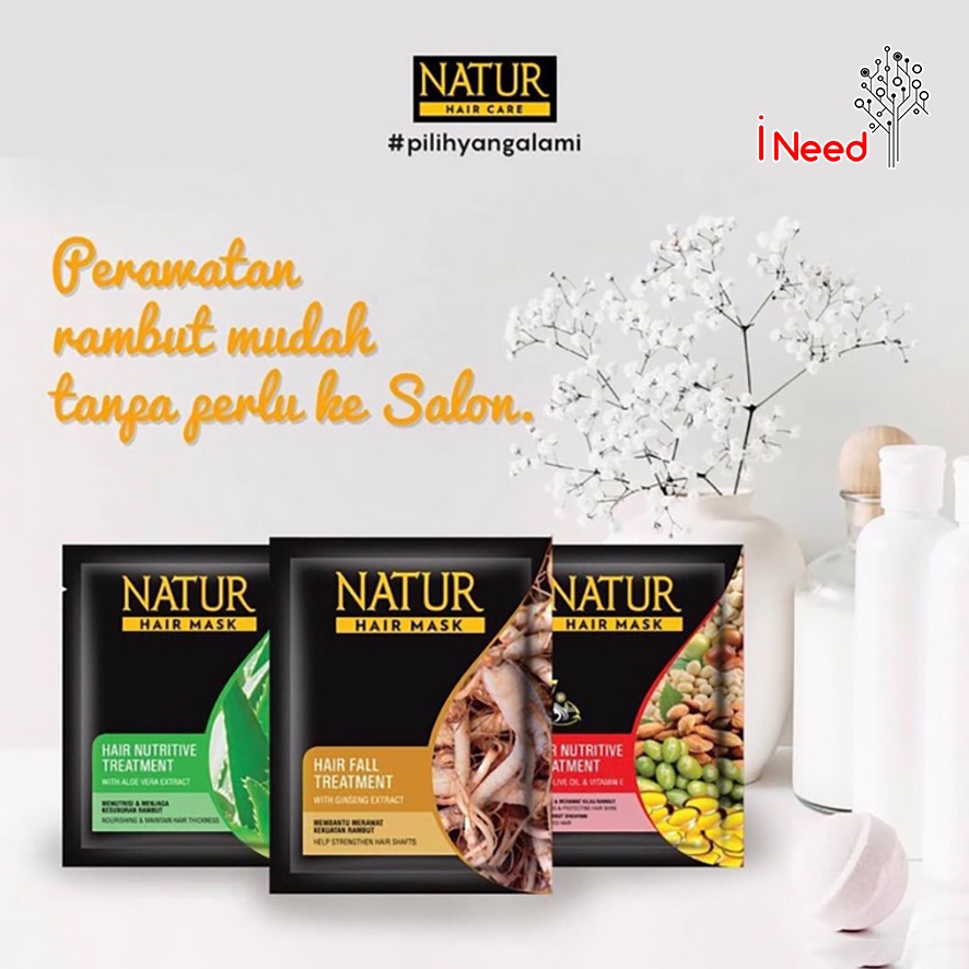 (INEED) NATUR Hair Mask Hair Nutrive Treatment - Ginseng Extract | Aloe Vera Extract | Olive Oil &amp; Vitamin E