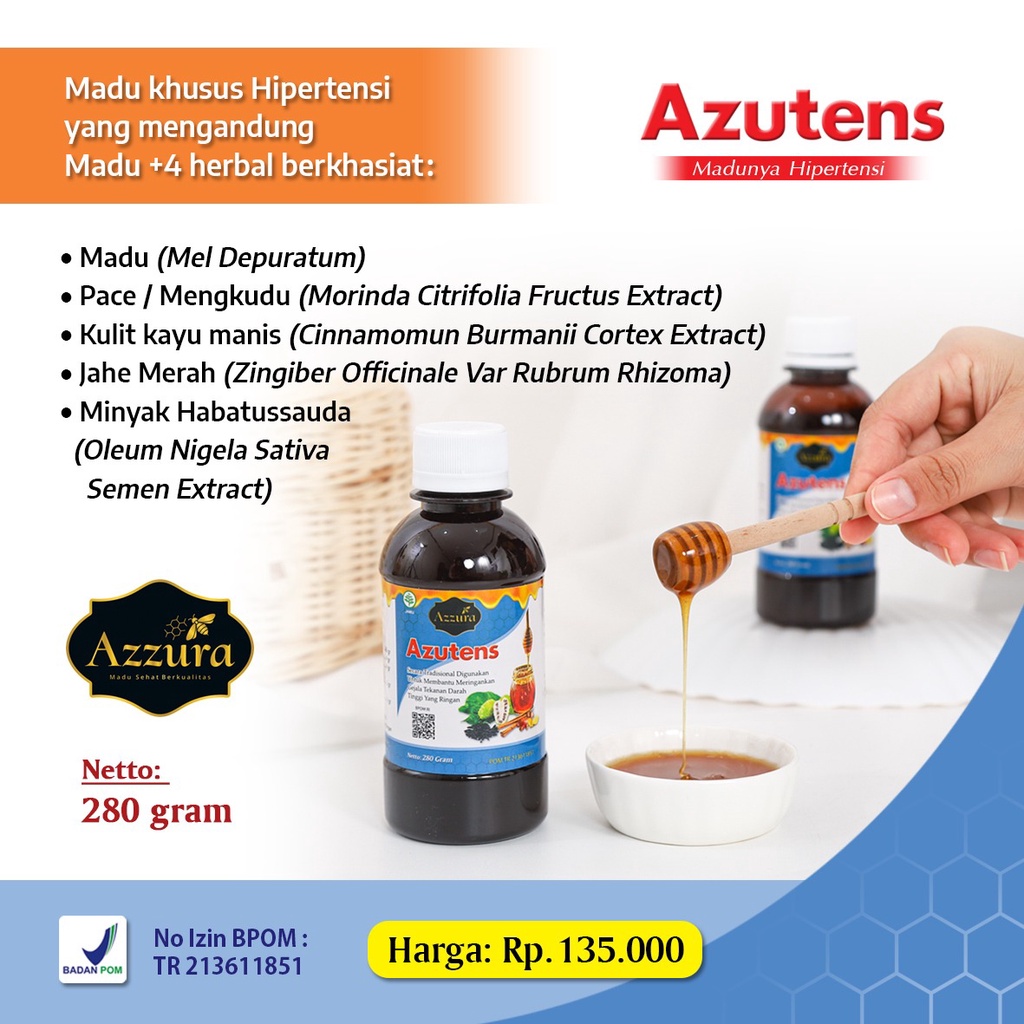 

Madu AZUTENS 280 gr by AZZURA (MERINGANKAN GEJALA DARAH TINGGI YANG RINGAN)