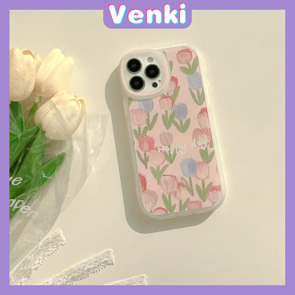 iPhone Case Silicone Soft Case Clear Case TPU Airbag Shockproof Full Coverage Protection Camera Pink Tulip Flower For iPhone 13 Pro Max iPhone 12 Pro Max iPhone 11 iPhone 7 Plus