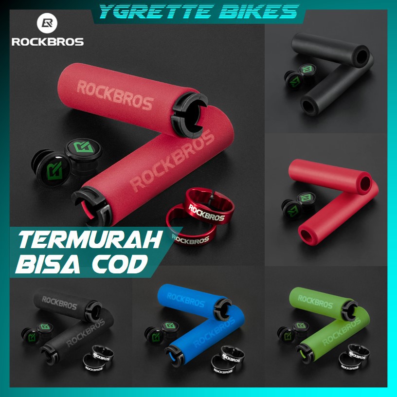 YGRETTE - Rockbros Grip Gagang Sepeda Handlebar Silicone Sponge - BT1001 - Red