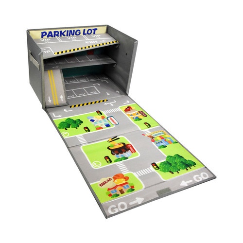 Krishome Kotak Penyimpanan Ottoman Kids Parking Lot - Abu-Abu