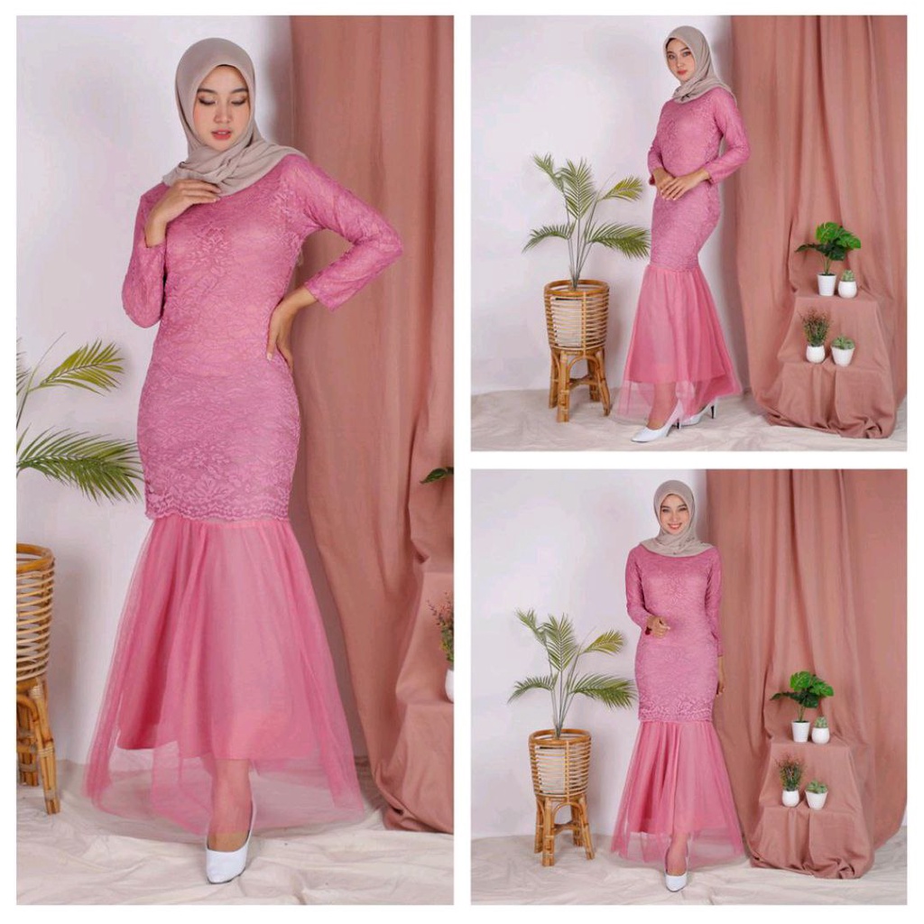 GAMIS BRUKAT STELLA TILE 4ukuran L XL 2XL 3XL DUYUNG / GAMIS  PAKAIAN MUSLIM WANITA CELMIRA DISKON / baju pesta mewah