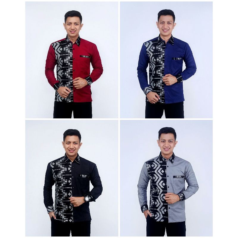 Koko Batik Fashion Muslim Kombinasi C07 Al Haramain Hijau S/M/L/XXL Dewasa