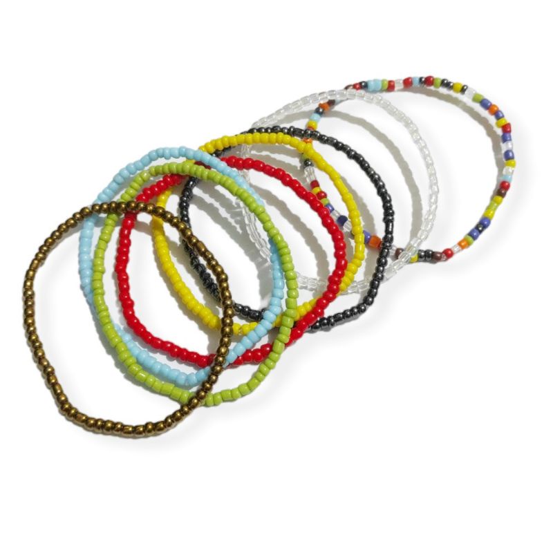 Gelang Beads Elastis Bohemian Polos Elastic Bracelet Boho Style Colorful Warna Warni