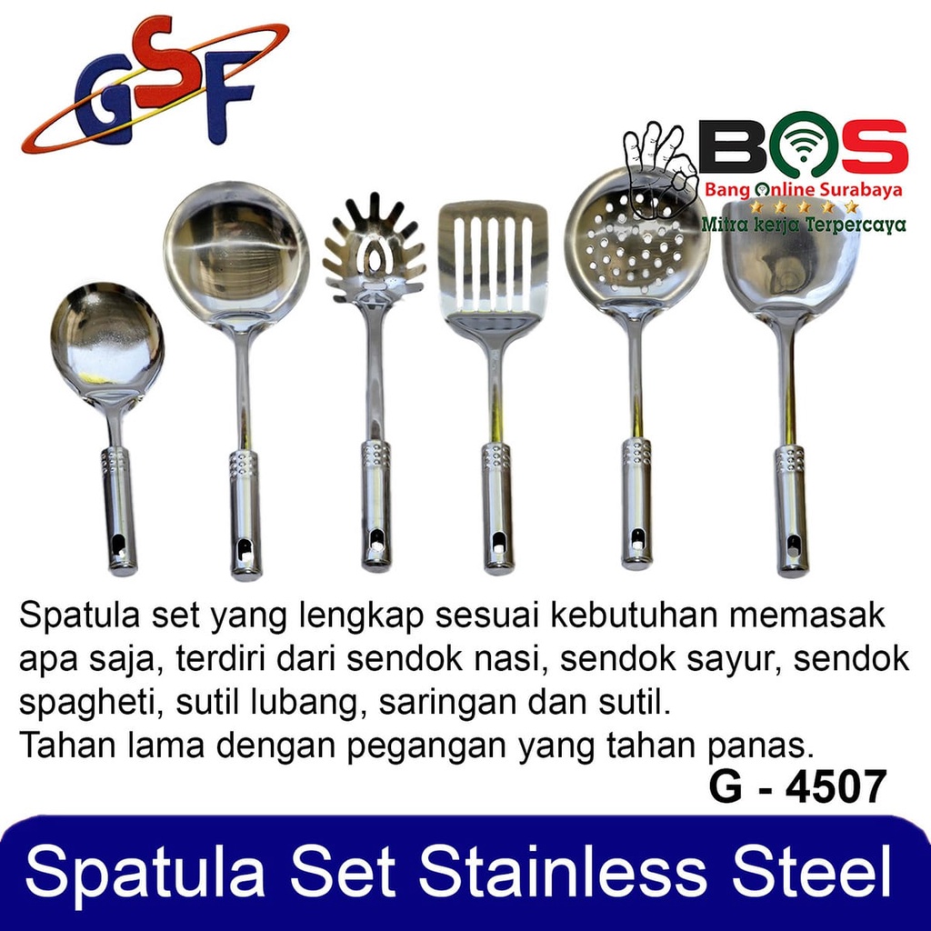 Spatula Stainless Steel Set 7 Pcs Kitchen Utensil GSF 4407 GSF-4407 GSF4407