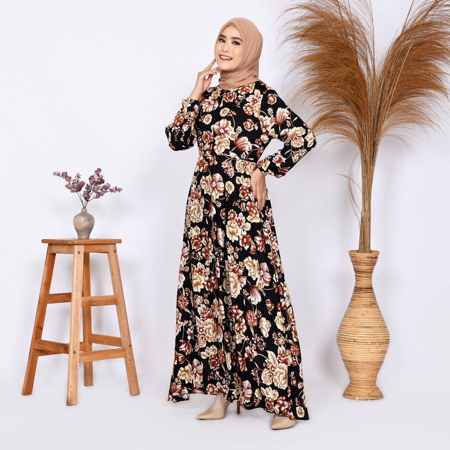 Gamis Wanita Busui Dress Muslimah Rayon Premium Payung Flower