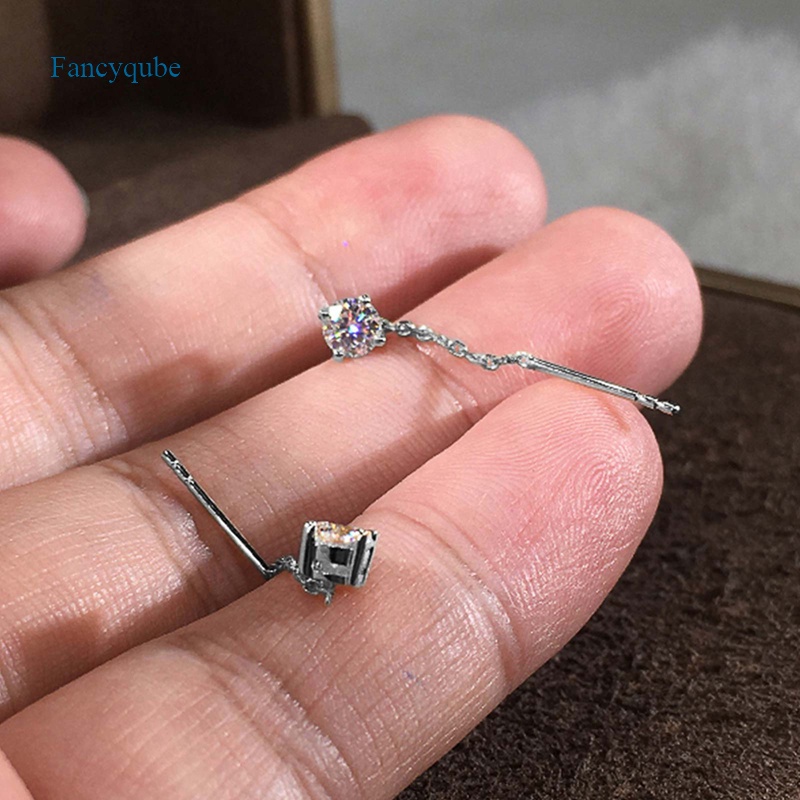 Fancyqube Anting Cubic Zirconia 3 Warna Model Simple Dan Elegan Untuk Wanita