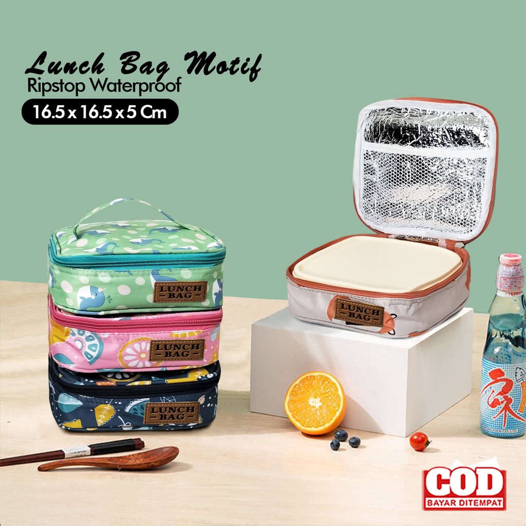 Tas Bekal motif waterproof Lunch Bag Loly Motif Tempat Penyimpan Makanan Aluminium Foil Cooler Bag Murah