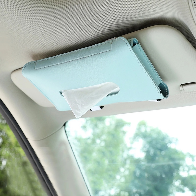 Three Colors Multifunctional Car Sunshade Tissue Bag PU Leather Storage