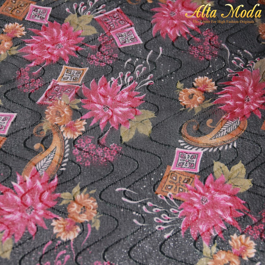 

Alta Moda Jacquard Georgette Flowy Grey Pattern Floral Pink (1M)