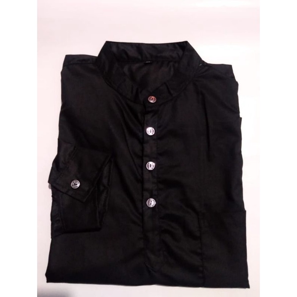 Koko Dewasa Kurta Polos Pria Lengan Panjang Bahan Katun TOYOBO TOJIRO Ukuran M L XL Hitam Putih Navy