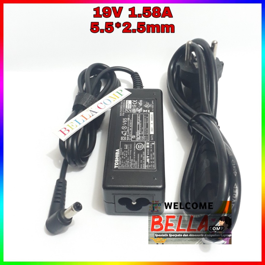 adaptor charger toshiba nb510 nb520 nb505 nb200 nb305 19V 1.58A 5.5X2.5MM