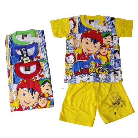 KAOS BOBOIBOY SETELAN BAJU BOBOI BOY FULL PRINTING BAHAN KATUN SIZE 2-10THN