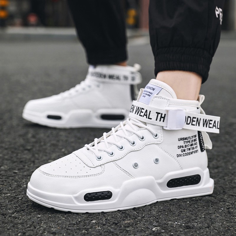 Fashion Men Sport Shoes Casual High Top Sneakers White Shoes Kasut