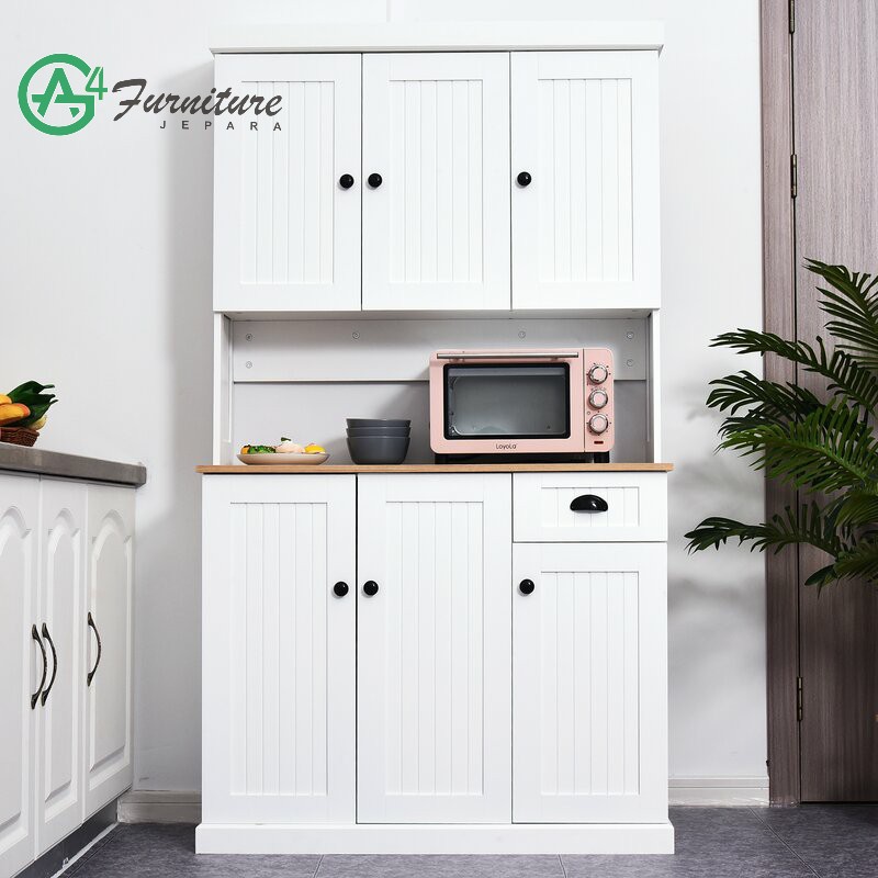 Lemari Dapur Shanum Kayu Warna Putih - Kayu Mahoni