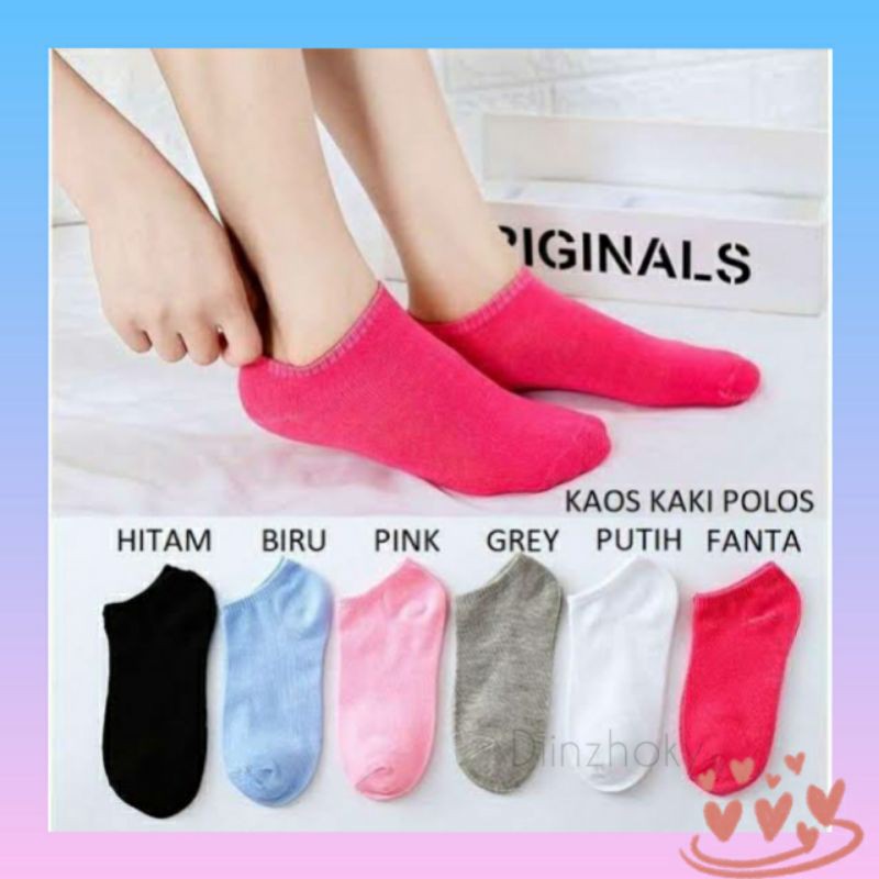 Kaus kaki pendek wanita motif polos korea