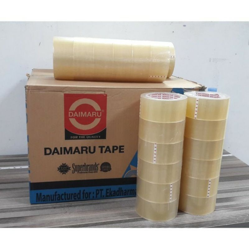 Lakban Daimaru Tape Isolasi 2 inch x 90 Yard Bening / Coklat