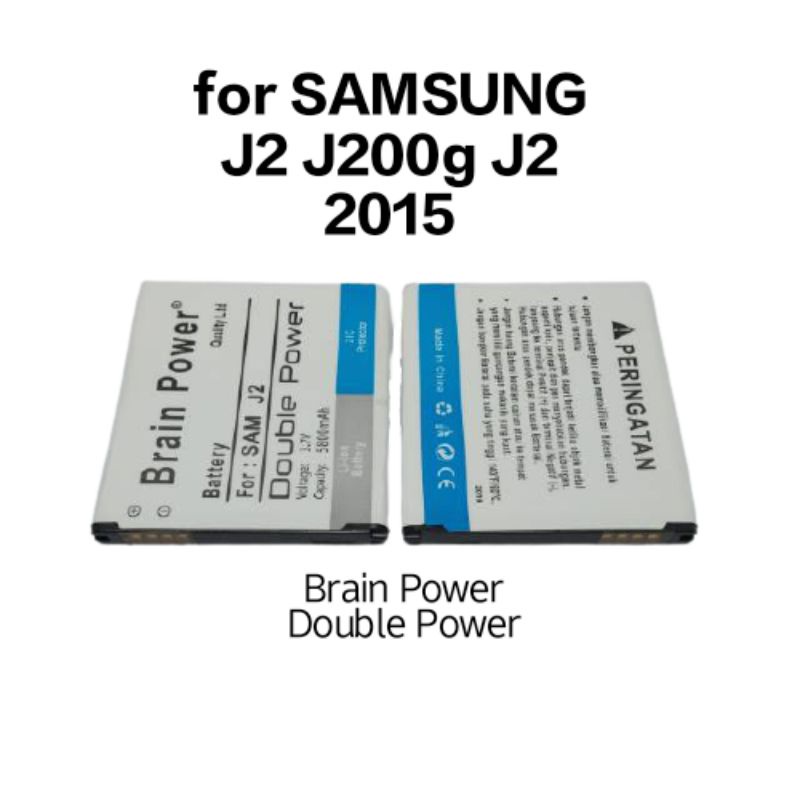 BRAIN POWER Battery Baterai Batre Samsung G360 J2 J200 - Batre Samsung J2 2015 - Double Power 2IC - Baterai J2 - PUTRA JAYA ACC