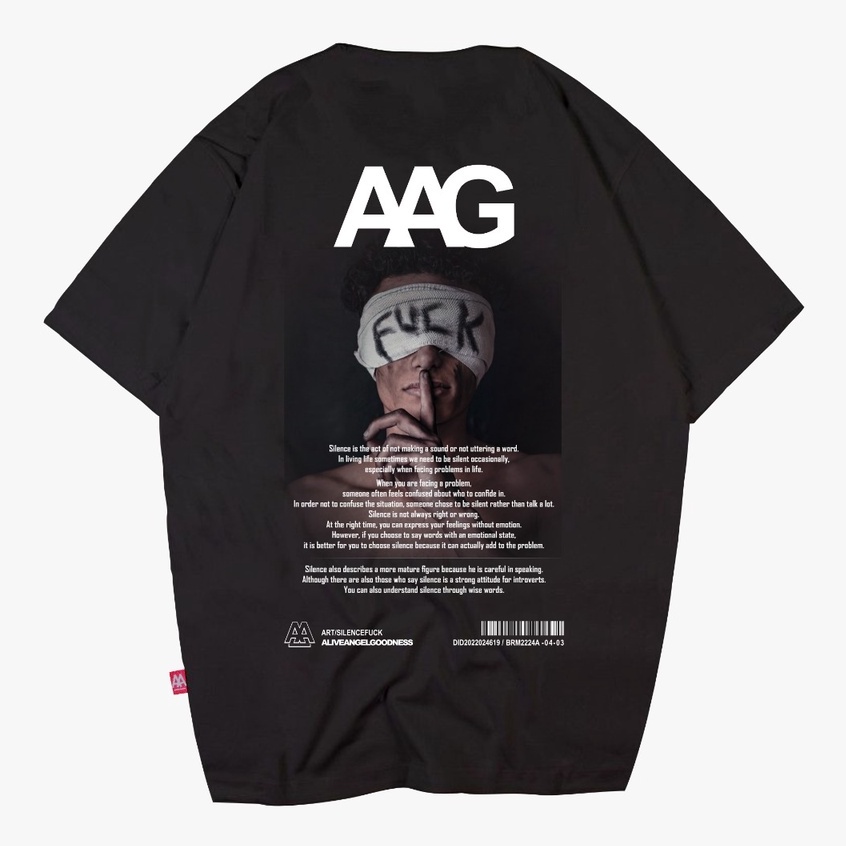 TSHIRT DISTRO STREETWEAR / ORIGINAL / ALIVE ANGEL GOODNESS / QUIET / BLACK TEE / KAOS PRIA WANITA / 