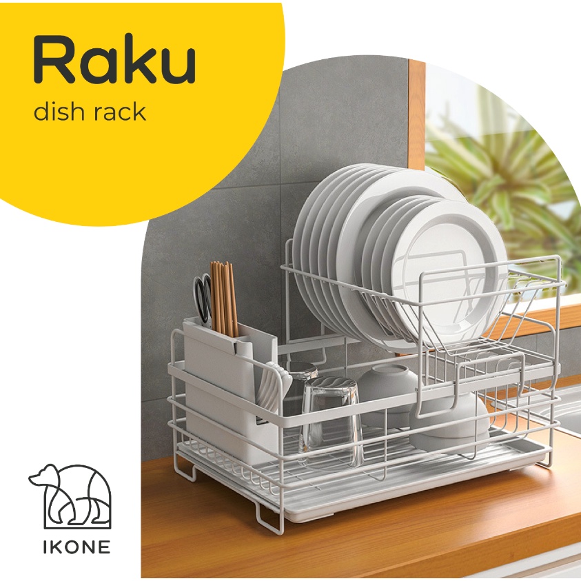 【IKONE】RAKU Rak Piring Nordic Style Bertingkat Rak Dapur Rak Wastafel Peralatan Dapur Kokoh Anti Karat