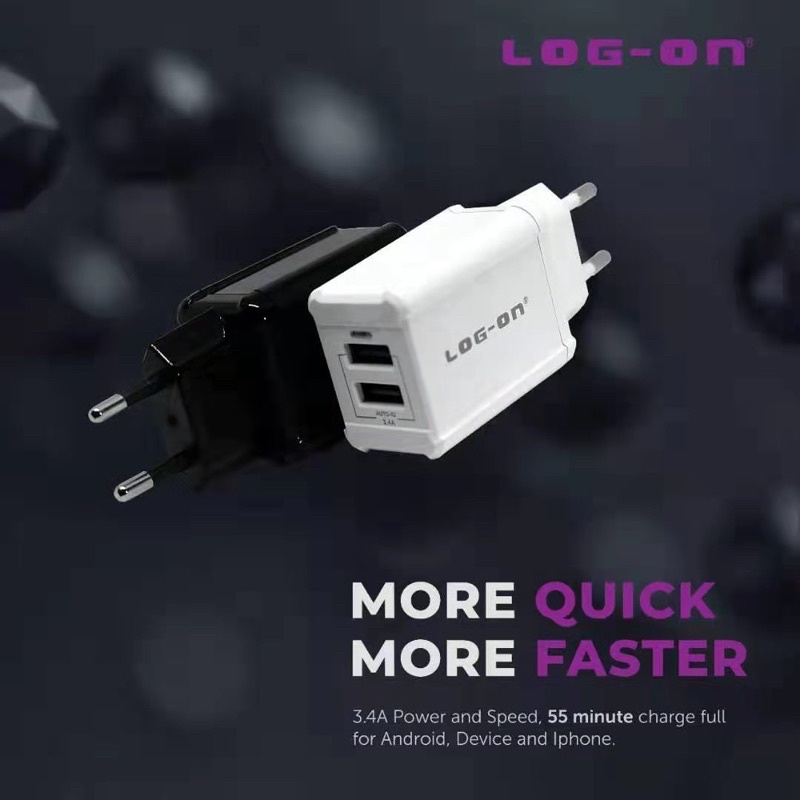 CHARGER LOGON 2OUTPUT LO21 ORIGINAL 3.4A auto id smart power &amp; speed