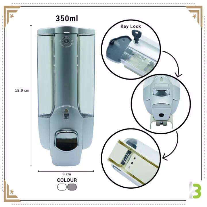 DISPENSER SABUN CAIR DAN SHAMPOO 1 TABUNG - TEMPAT PENYIMPANAN SABUN SINGLE SOAP DISPENSER