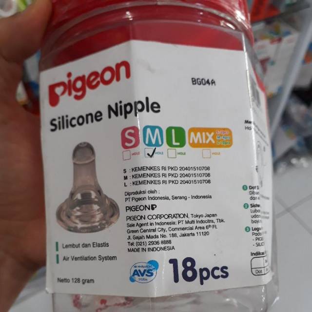 Reffil dot kompeng nipple botol susu pigeon ori size s m L