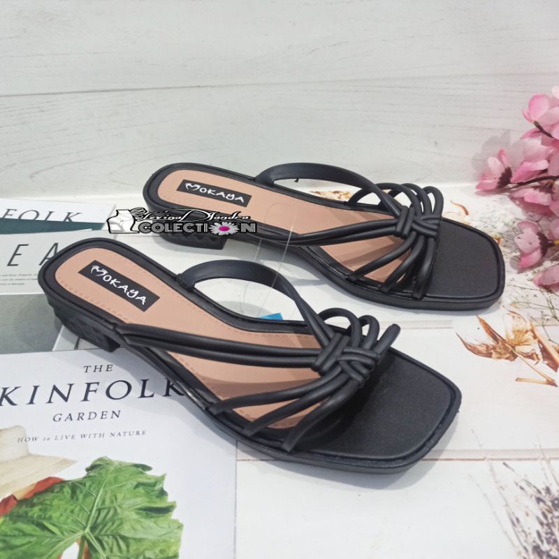 SANDAL SLOP KARET TALI SILANG SIMPUL HELLS MOKAYA M1610B 36-40-Hitam